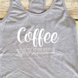 Coffee Is My Spirit animal - ladies grey tank top